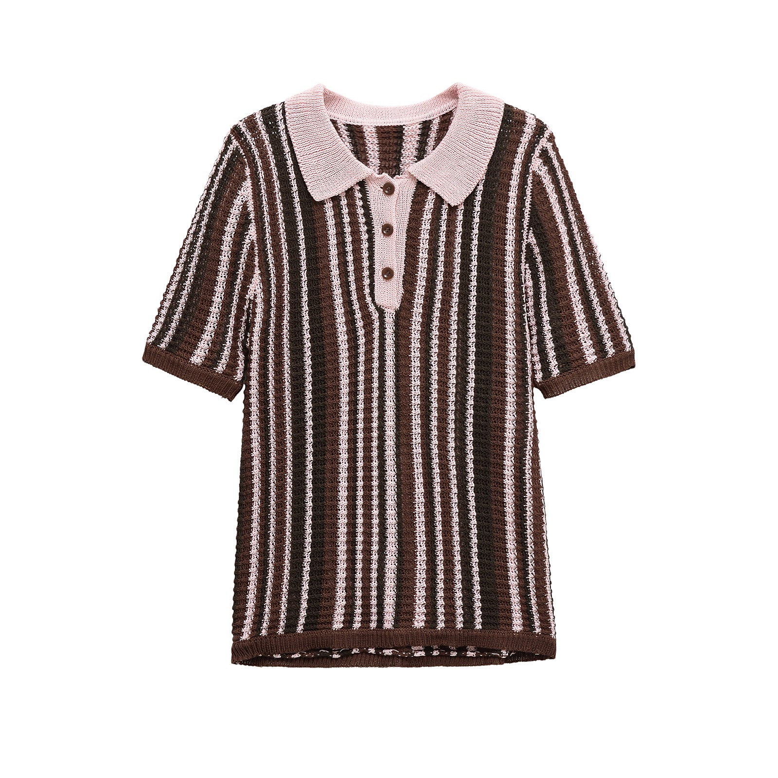 Striped Knitted Top+Knitted Shorts Set for Women